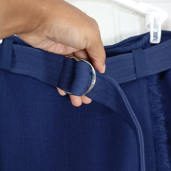 Adolfo Dominguez Skirt Midi With Fringe Hem & Belt Size 40 Womens Blue - Picture 3 of 10